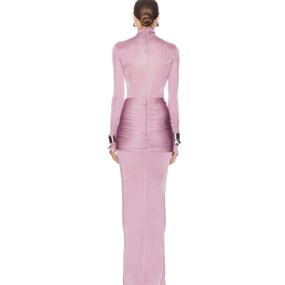 Helsa Slinky Jersey Sarong Maxi Dress In Elderberry - Picture 4 of 15